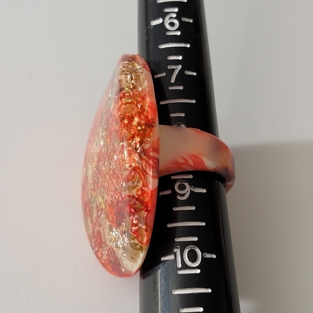 Large Smooth Acrylic Statement Ring Reds Rhinestone 8New without tags R4 - Picture 2 of 14